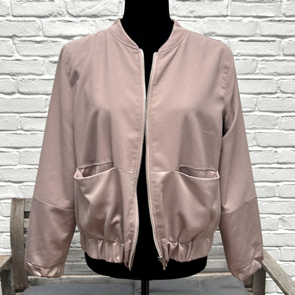 🪻ASOS Missguided Dusty Lavender Dual Texture Bomber Jacket, size 6